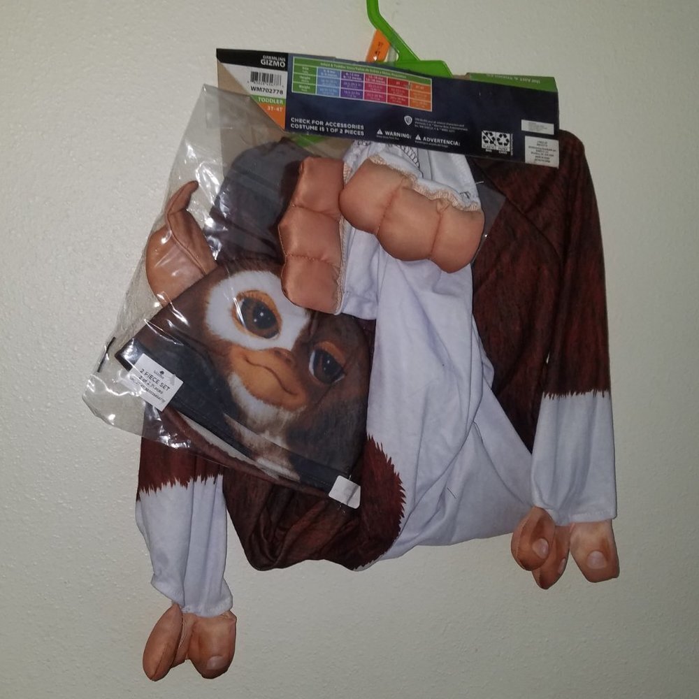 NEW Gizmo Gremlins Halloween Costume Toddler 3T/4T Jumpsuit Headpiece - Picture 6 of 8